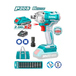 LLAVE DE IMPACTO INALÁMBRICA 1/2 (13MM) 20V CON ADAPTADOR TOTAL