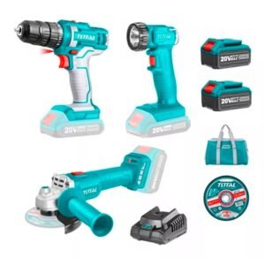 Kit Taladro Galletera Esmeril Angular Linterna 20v Total