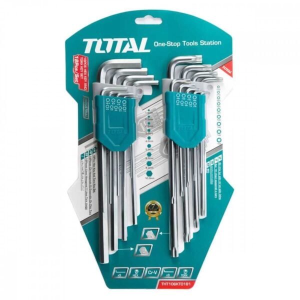 SET DE HERRAMIENTAS 18PCS LLAVES ALLEN Y ESTRELLA TOTAL